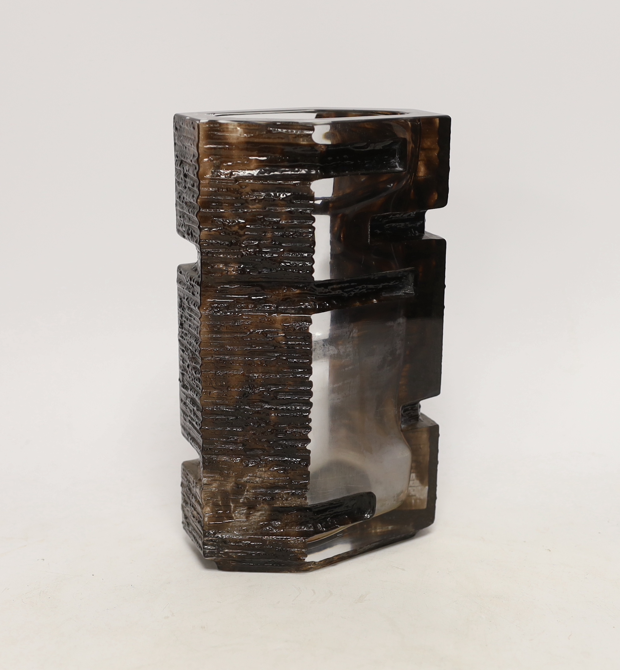 A brutalist style Daum glass vase by Cesar Baldaccini, with etched signature, Daum France, 22cm high